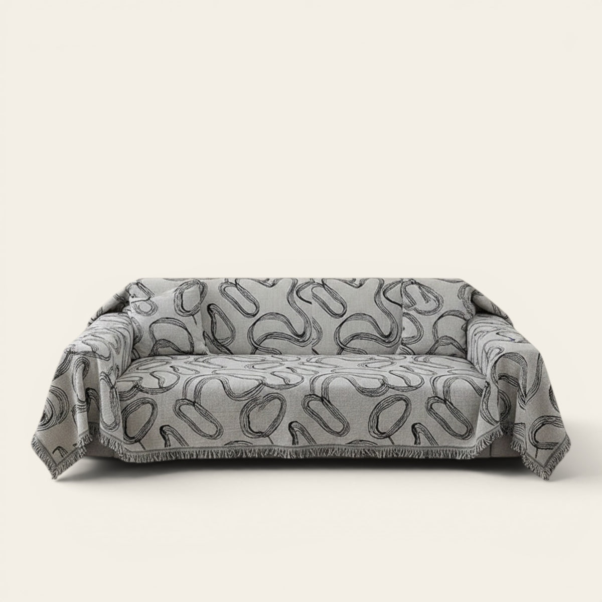 Sofa Throw – Paisley Print – Pearl Grey