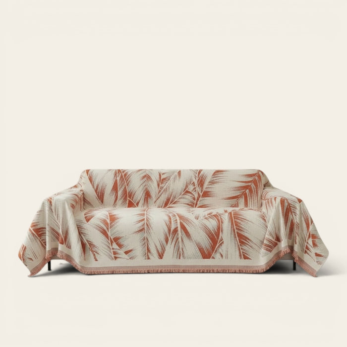 Sofa Throw – Palm Frond – Terracotta