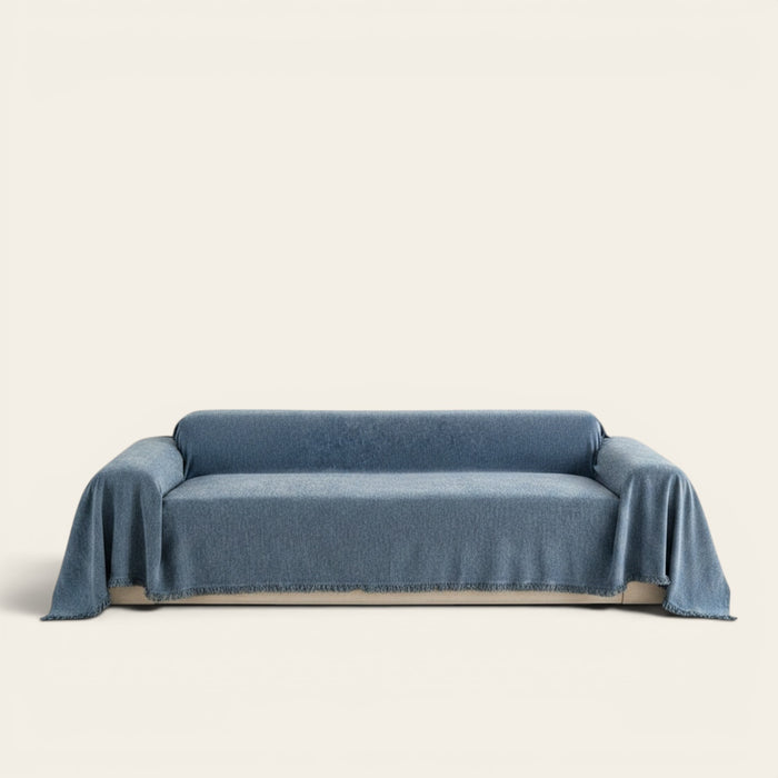 Sofa Throw – Plain Stretch – Stormy Blue