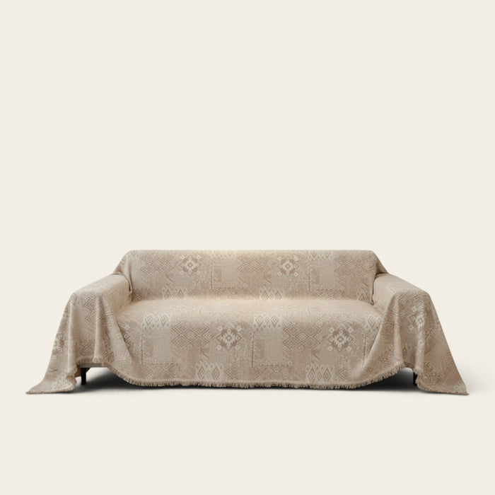 Sofa Throw – Tile Jacquard – Bouclé Sand