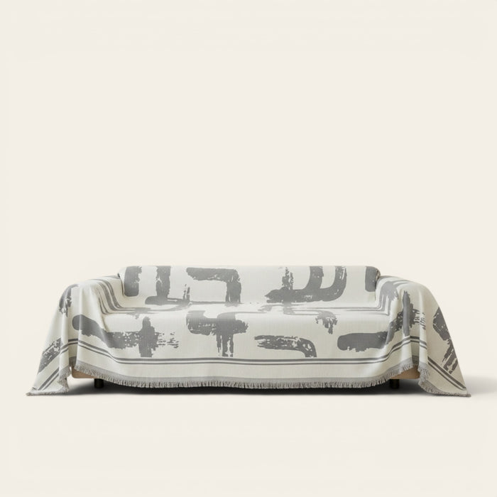 Sofa Throw – Tree Silhouette – Pearl Grey
