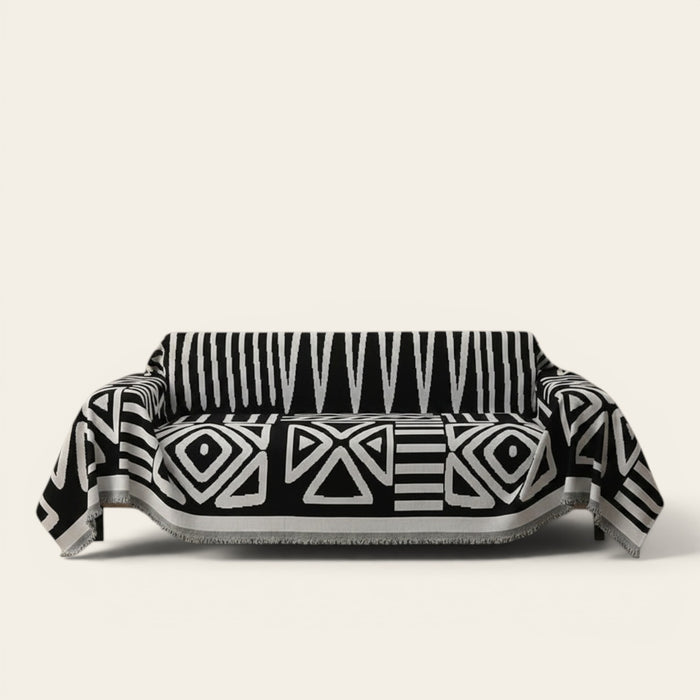 Sofa Throw – Tribal Print – Ink Black