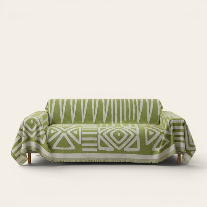 Sofa Throw – Tribal Print – Sage Mist