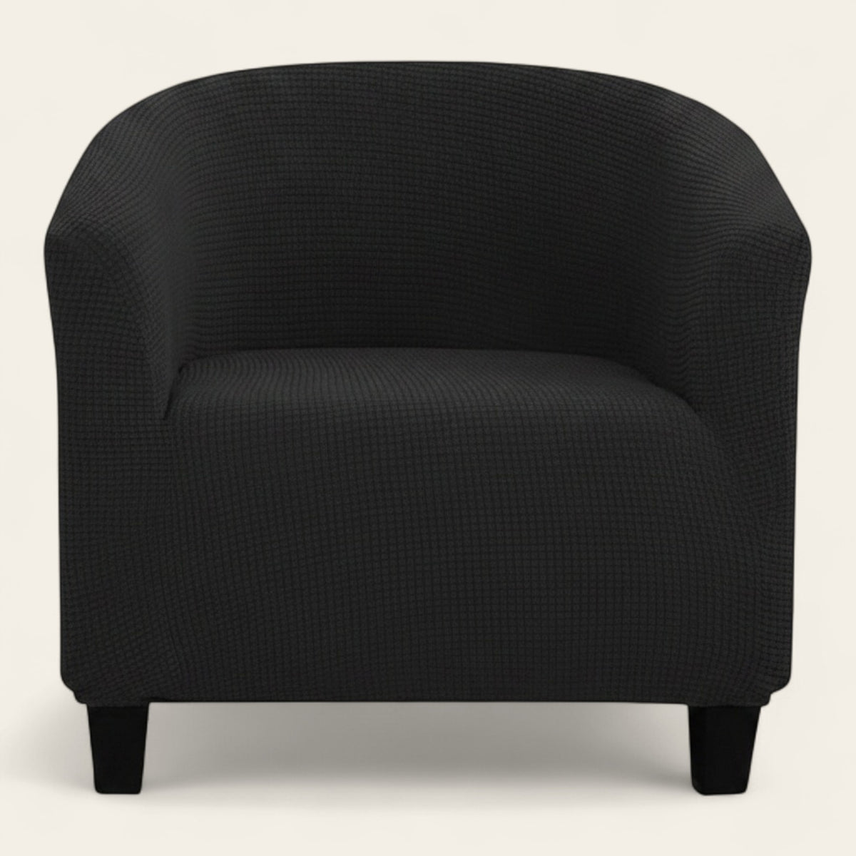 Tub Armchair Cover – Herringbone Knit – Ink Black
