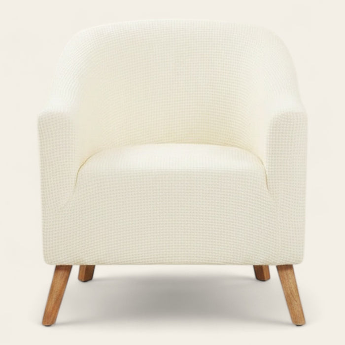 Tub Armchair Cover – Herringbone Knit – Ivory Cream