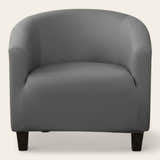 Tub Armchair Cover – Leather Look – Charcoal