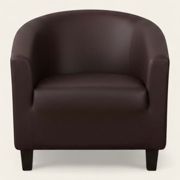 Tub Armchair Cover – Leather Look – Espresso