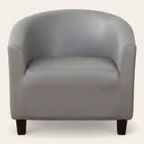 Tub Armchair Cover – Leather Look – Pearl Grey
