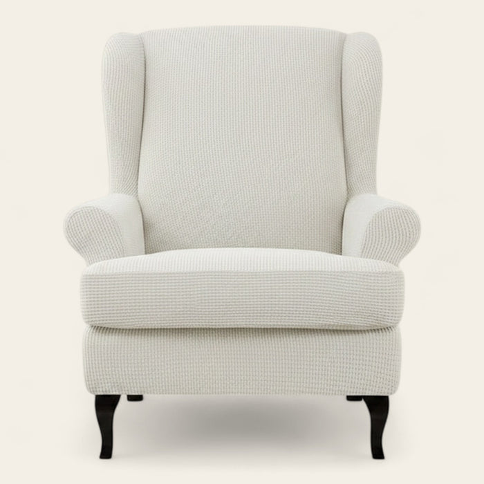 Wingback Armchair Cover – Plain – Pearl White