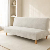 Sofa Bed Cover – Leaf Jacquard – Soft White
