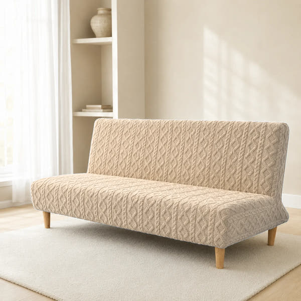 Sofa Bed Cover – Cable Knit – Ivory Cream