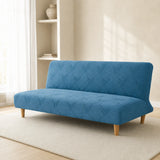 Sofa Bed Cover – Geometric Jacquard – Teal Blue