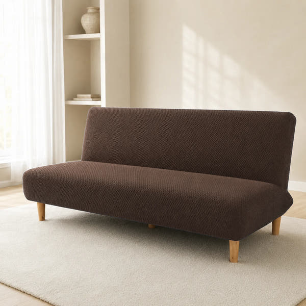 Sofa Bed Cover – Textured Stretch – Mocha Brown