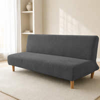 Sofa Bed Cover – Leaf Jacquard – Charcoal Grey