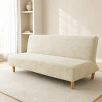 Sofa Bed Cover – Leaf Jacquard – Ivory Cream