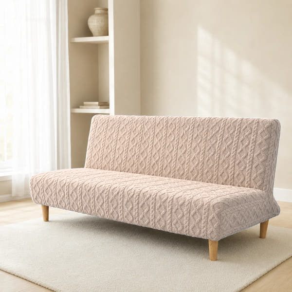 Sofa Bed Cover – Cable Knit – Oatmeal Cream