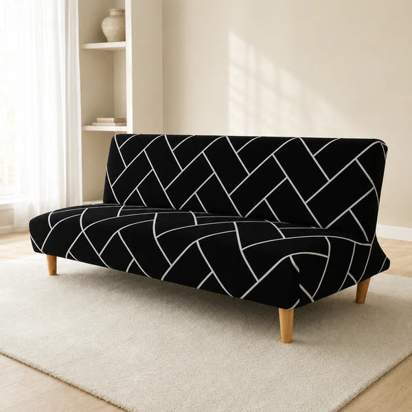 Sofa Bed Cover – Geometric – Black