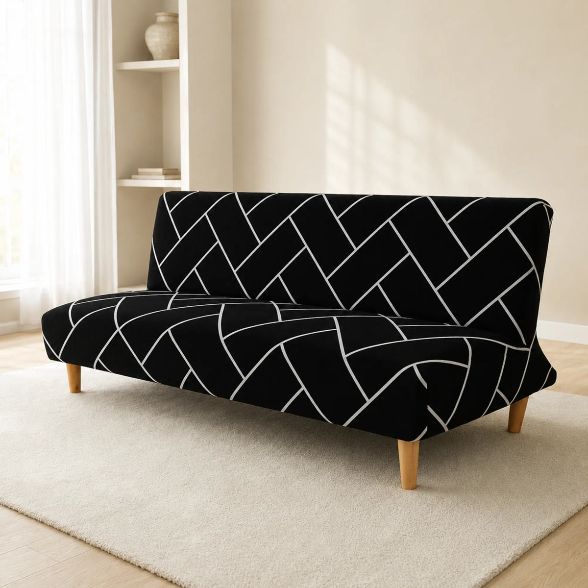 Sofa Bed Cover – Geometric – Black