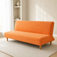 Sofa Bed Cover – Geometric Jacquard – Amber Orange