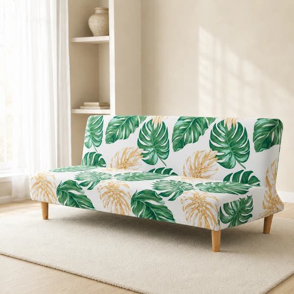Sofa Bed Cover – Tropical Leaf – Palm Green