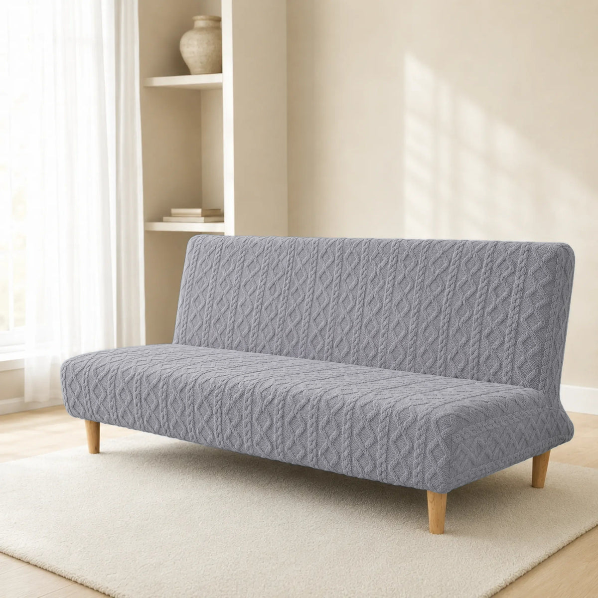 Sofa Bed Cover – Cable Knit – Dove Grey