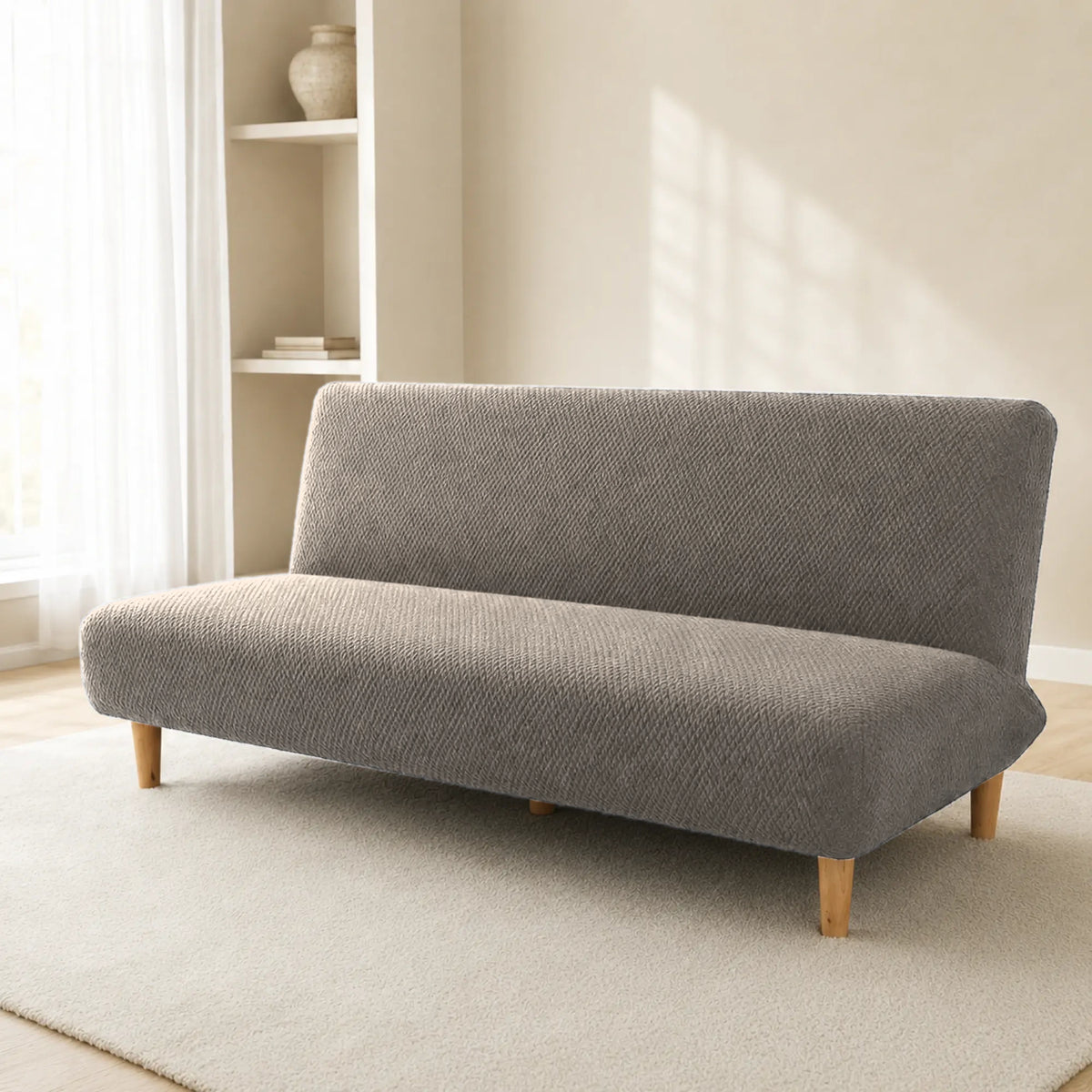 Sofa Bed Cover – Textured Stretch – Greige