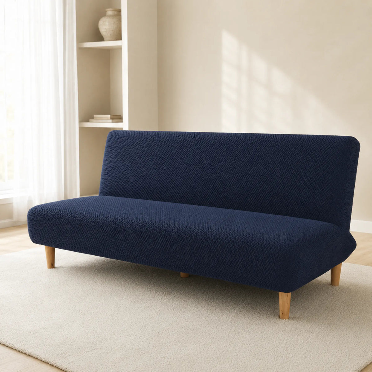 Sofa Bed Cover – Textured Stretch – Navy Blue