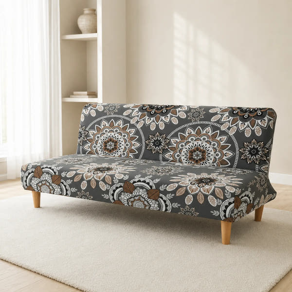 Sofa Bed Cover – Mandala Medallion – Charcoal