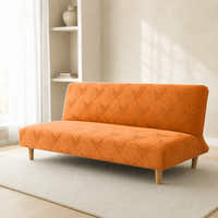 Sofa Bed Cover – Geometric Jacquard – Burnt Orange