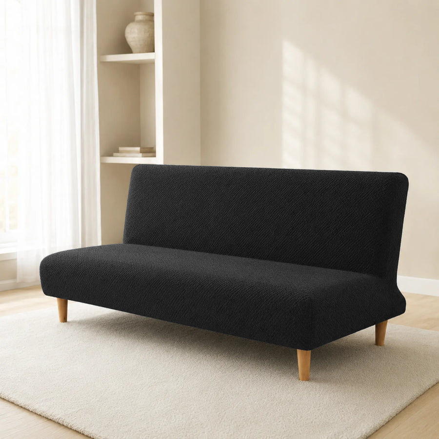 Sofa Bed Cover – Textured Jacquard – Charcoal Black