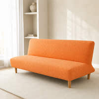 Sofa Bed Cover – Geometric Jacquard – Amber Orange