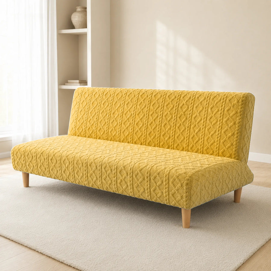 Sofa Bed Cover – Cable Knit – Golden Yellow