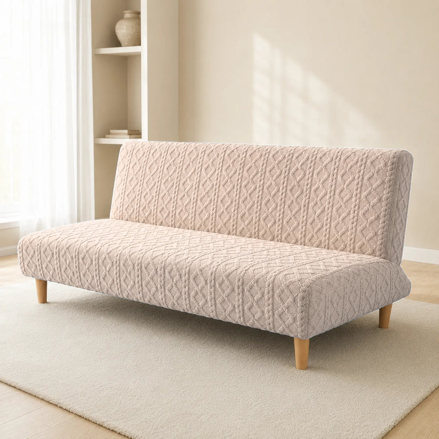 Sofa Bed Cover – Cable Knit – Oatmeal Cream