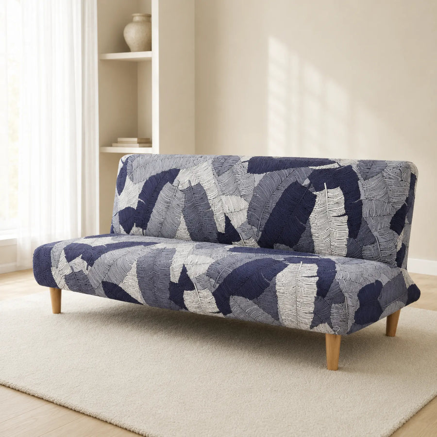 Sofa Bed Cover – Tropical Leaf – Navy