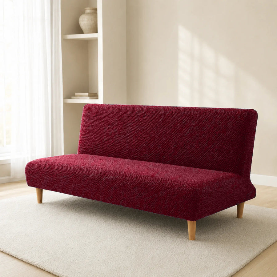 Sofa Bed Cover – Textured Stretch – Ruby Red