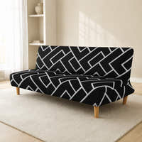 Sofa Bed Cover – Trellis Geometric – Black & Ivory