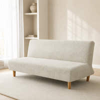 Sofa Bed Cover – Leaf Jacquard – Soft White