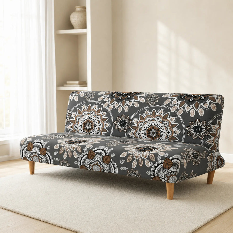 Sofa Bed Cover – Mandala Medallion – Charcoal
