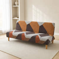 Sofa Bed Cover – Geometric Print – Terracotta Multi
