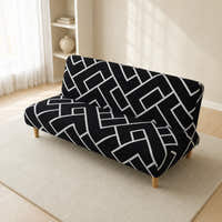 Sofa Bed Cover – Trellis Geometric – Black & Ivory