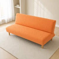 Sofa Bed Cover – Geometric Jacquard – Amber Orange