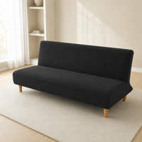 Sofa Bed Cover – Textured Jacquard – Charcoal Black