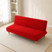 Sofa Bed Cover – Leaf Jacquard – Poppy Red