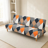 Sofa Bed Cover – Diamond Geometric – Navy & Orange