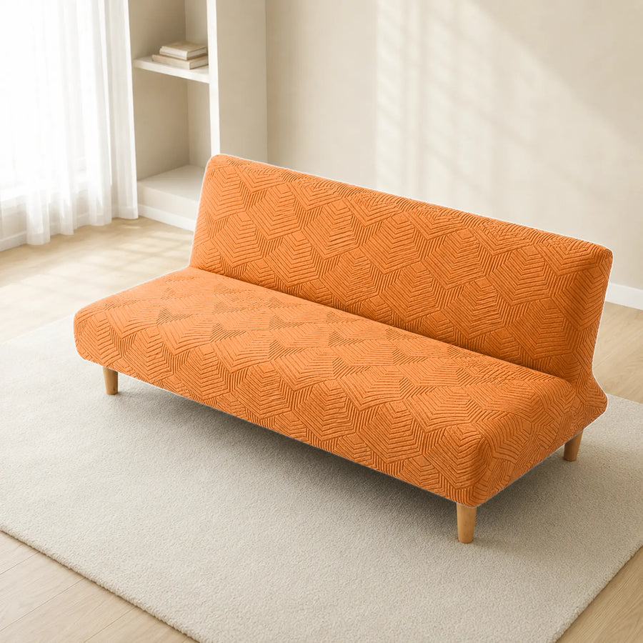 Sofa Bed Cover – Geometric Jacquard – Burnt Orange