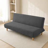 Sofa Bed Cover – Leaf Jacquard – Charcoal Grey