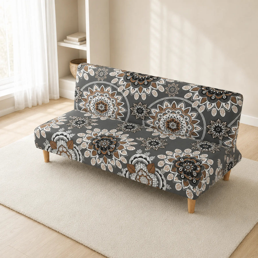 Sofa Bed Cover – Mandala Medallion – Charcoal