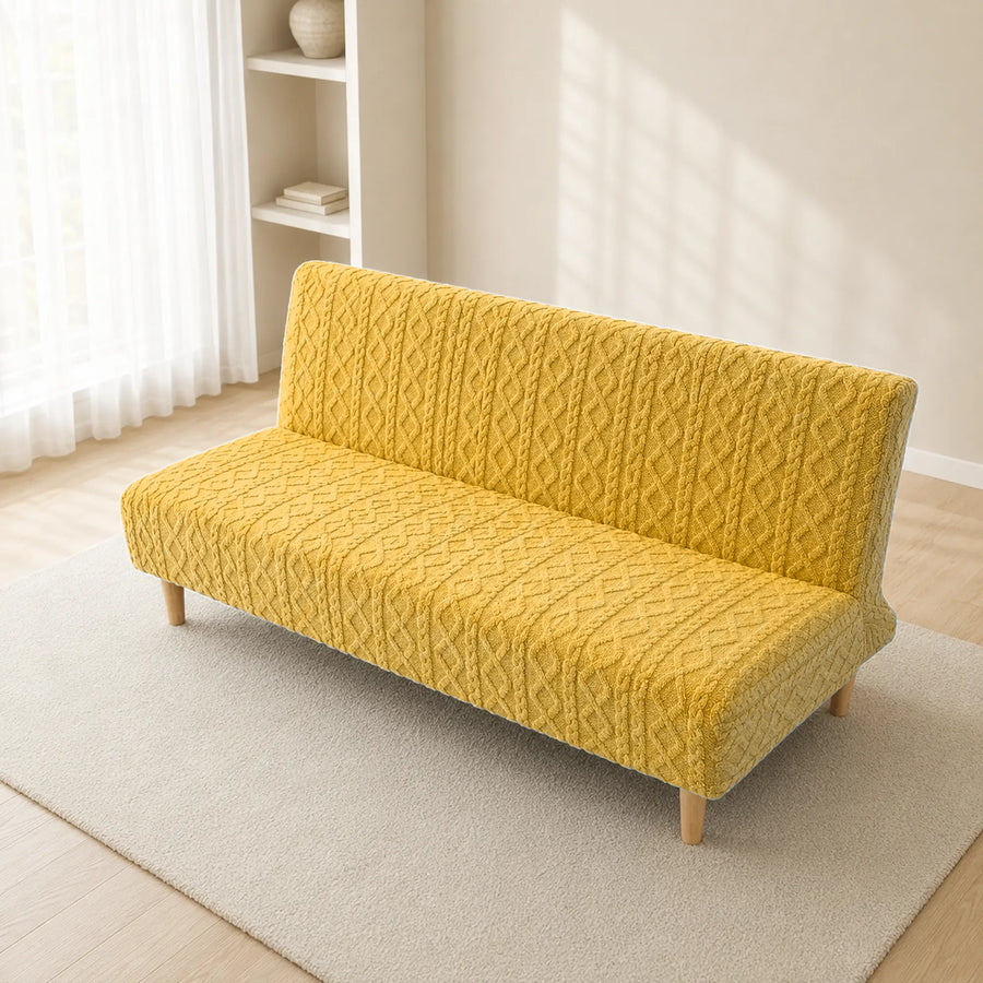 Sofa Bed Cover – Cable Knit – Golden Yellow