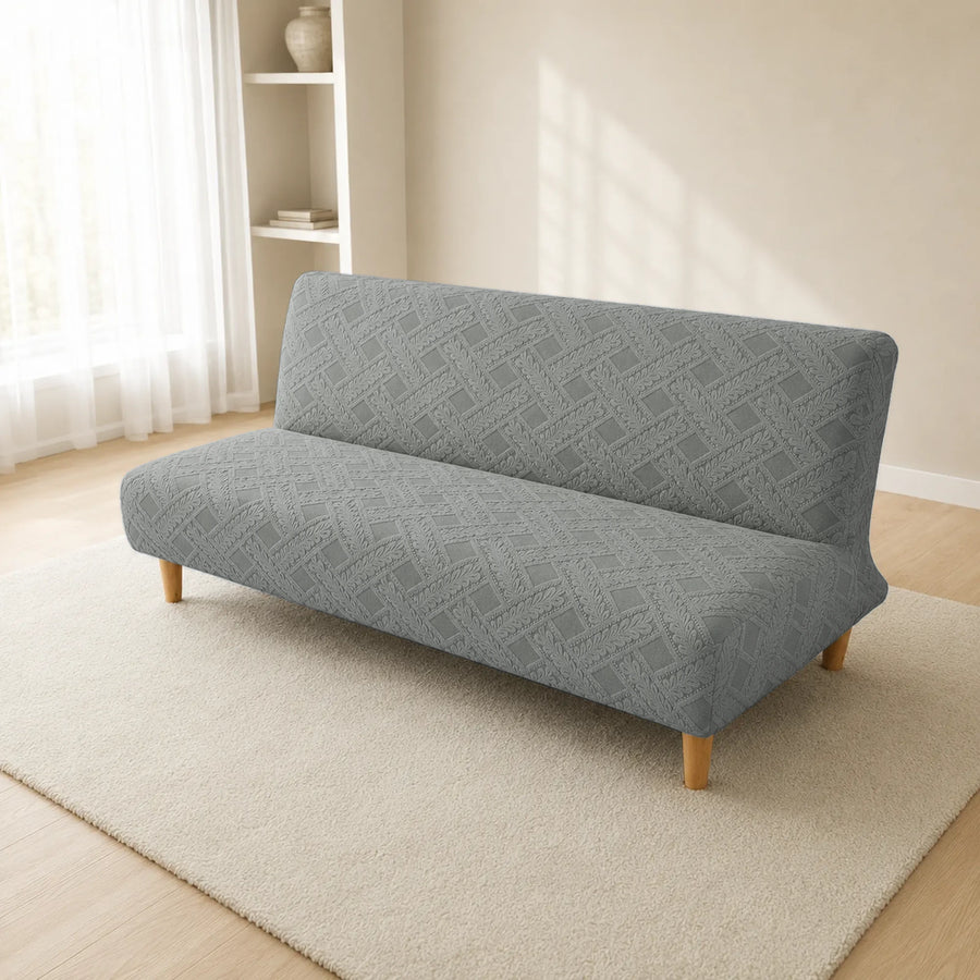 Sofa Bed Cover – Diamond Jacquard – Silver Grey