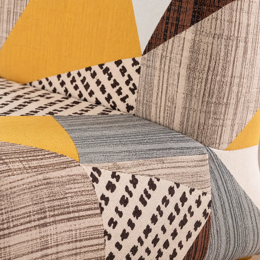 Sofa Bed Cover – Geometric Patchwork – Mustard Ochre